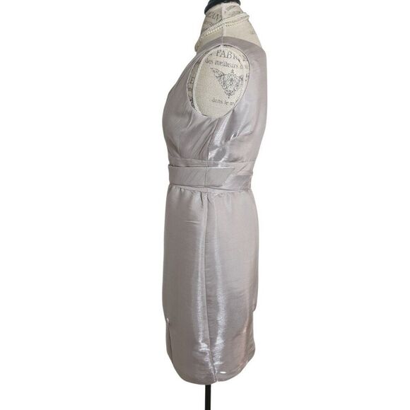 Antonio Melani Sleeveless Cocktail Dress 8 Silver Crossover Bodice Evening Party - Picture 4 of 6